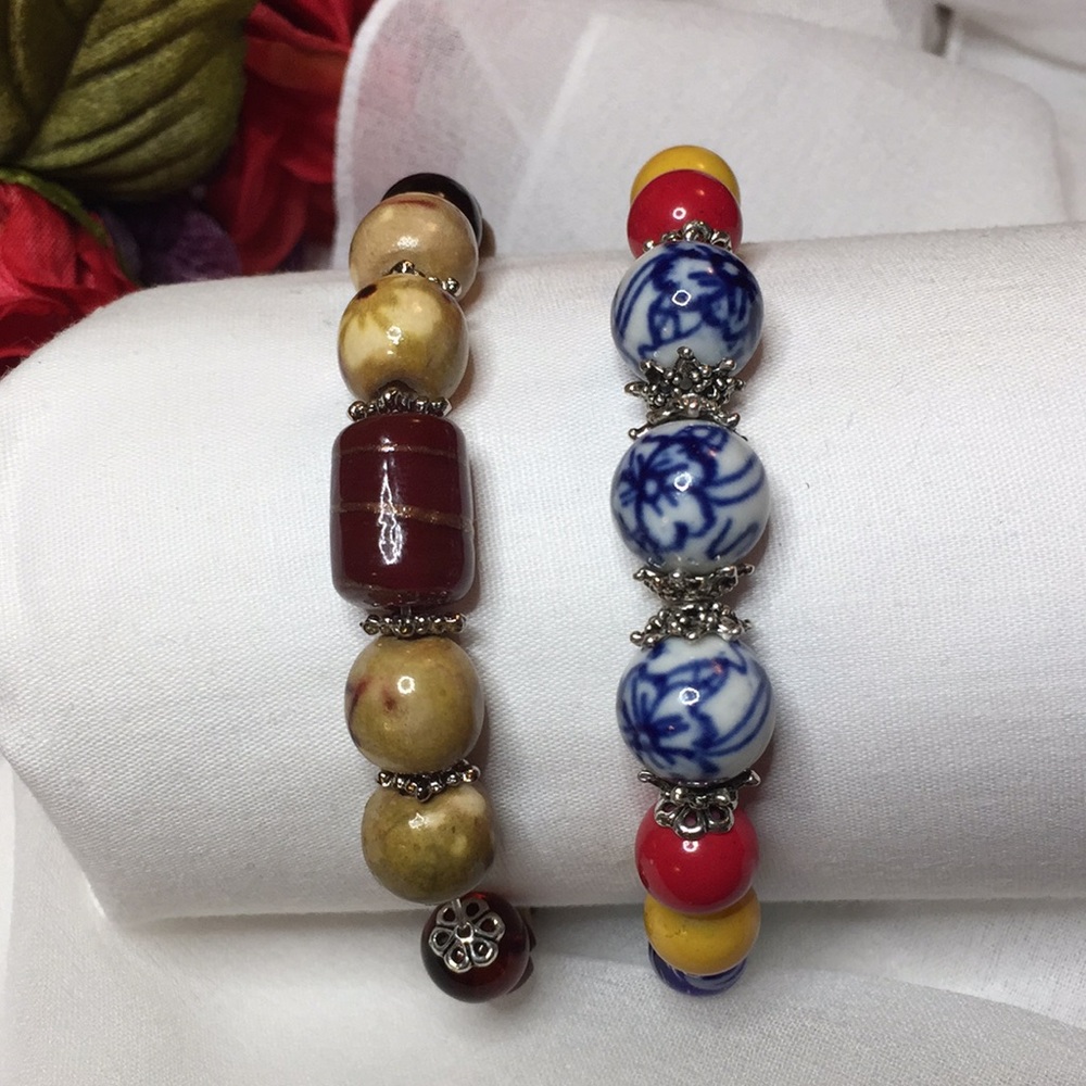2 Stretch Bracelets/JEWELRY FROM THE HEART.